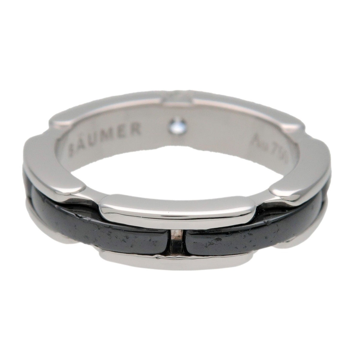 Chanel Ultra Link 18K White Gold And Ceramic With Diamond Silver White_Gold Ring Jewelry (Pre-Owned)