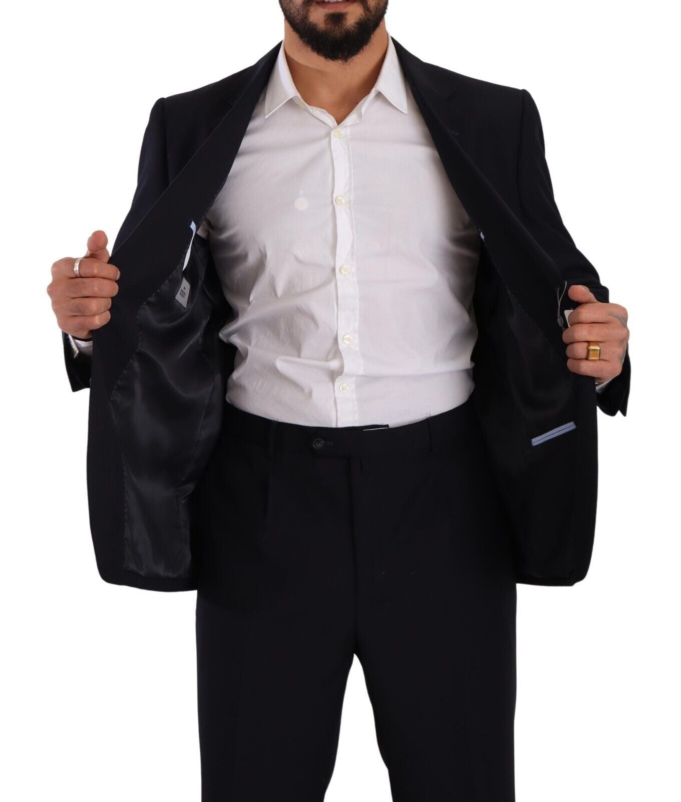 Domenico Tagliente Blue Polyester Single Breasted Formal Men's Suit