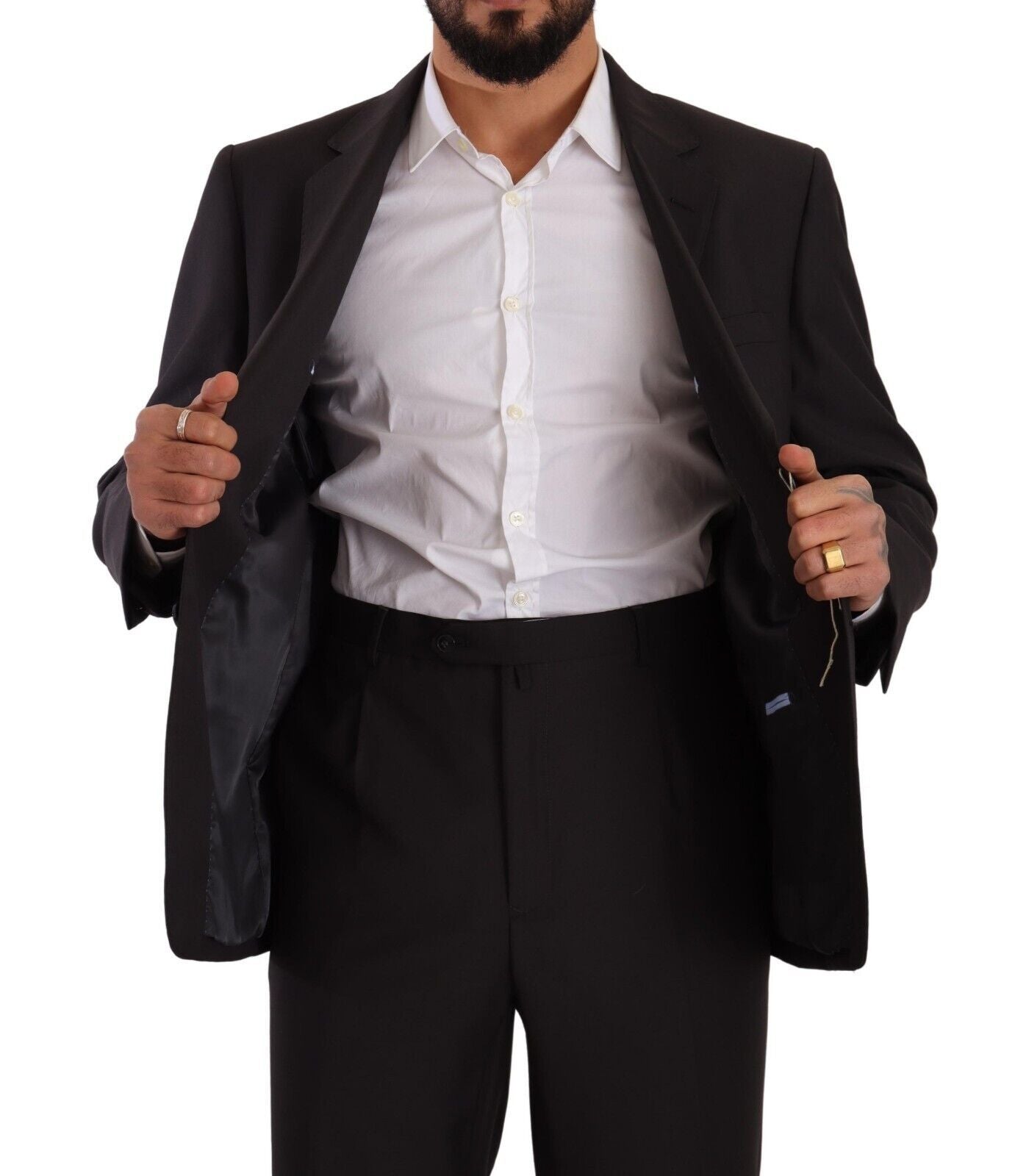 Domenico Tagliente Gray Polyester Single Breasted Formal Men's Suit