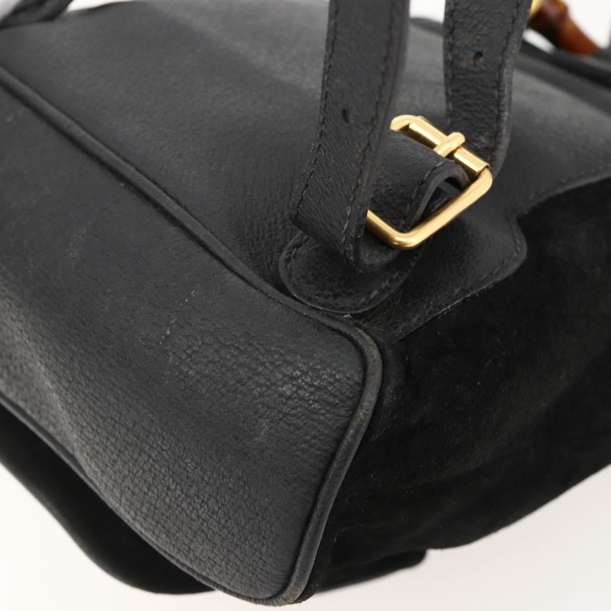 Gucci Gucci Bamboo Daim Black Denim_Jeans Backpack Bag (Pre-Owned)
