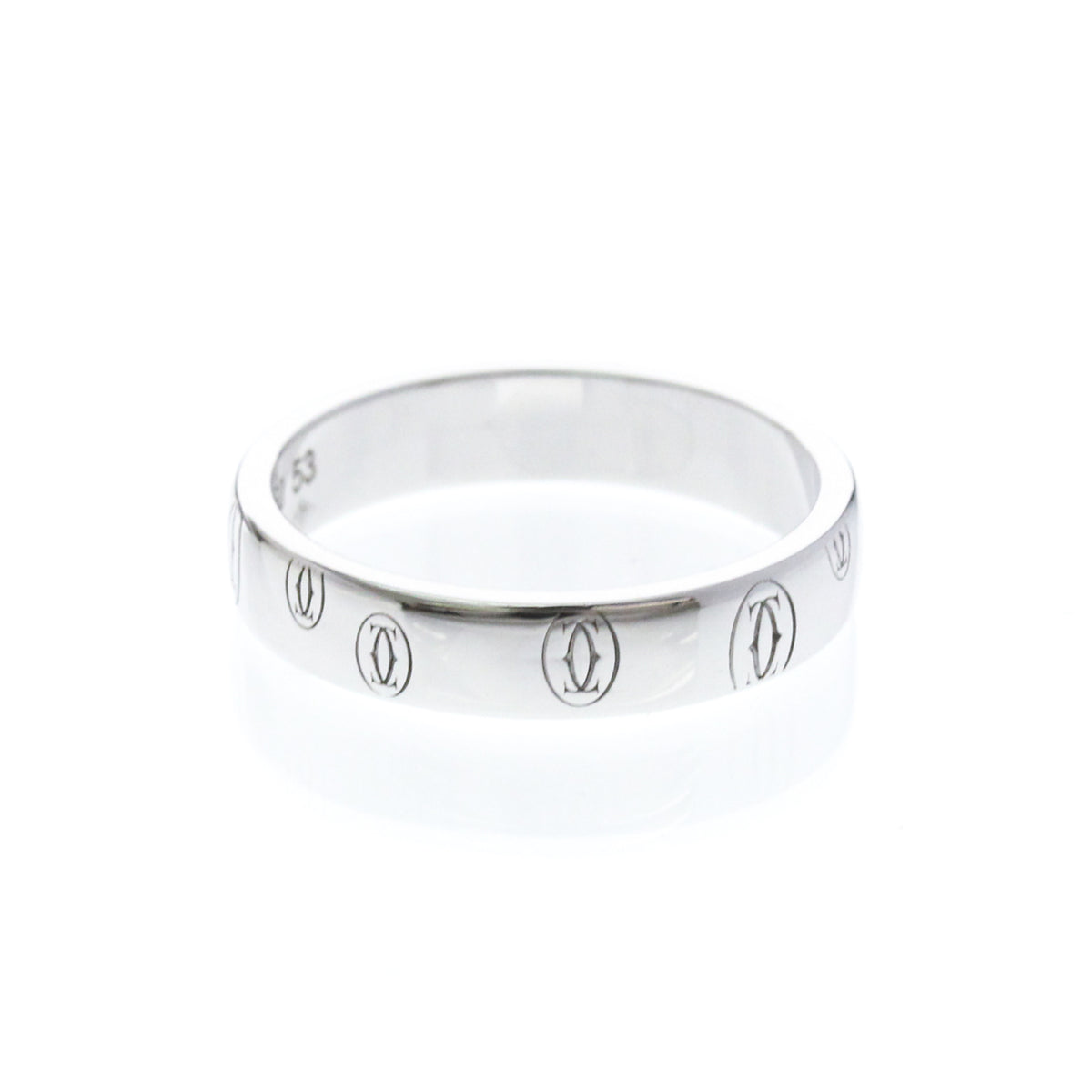 Cartier C De Cartier Happy Birthday Band 18K White Gold Silver White_Gold Ring Jewelry (Pre-Owned)