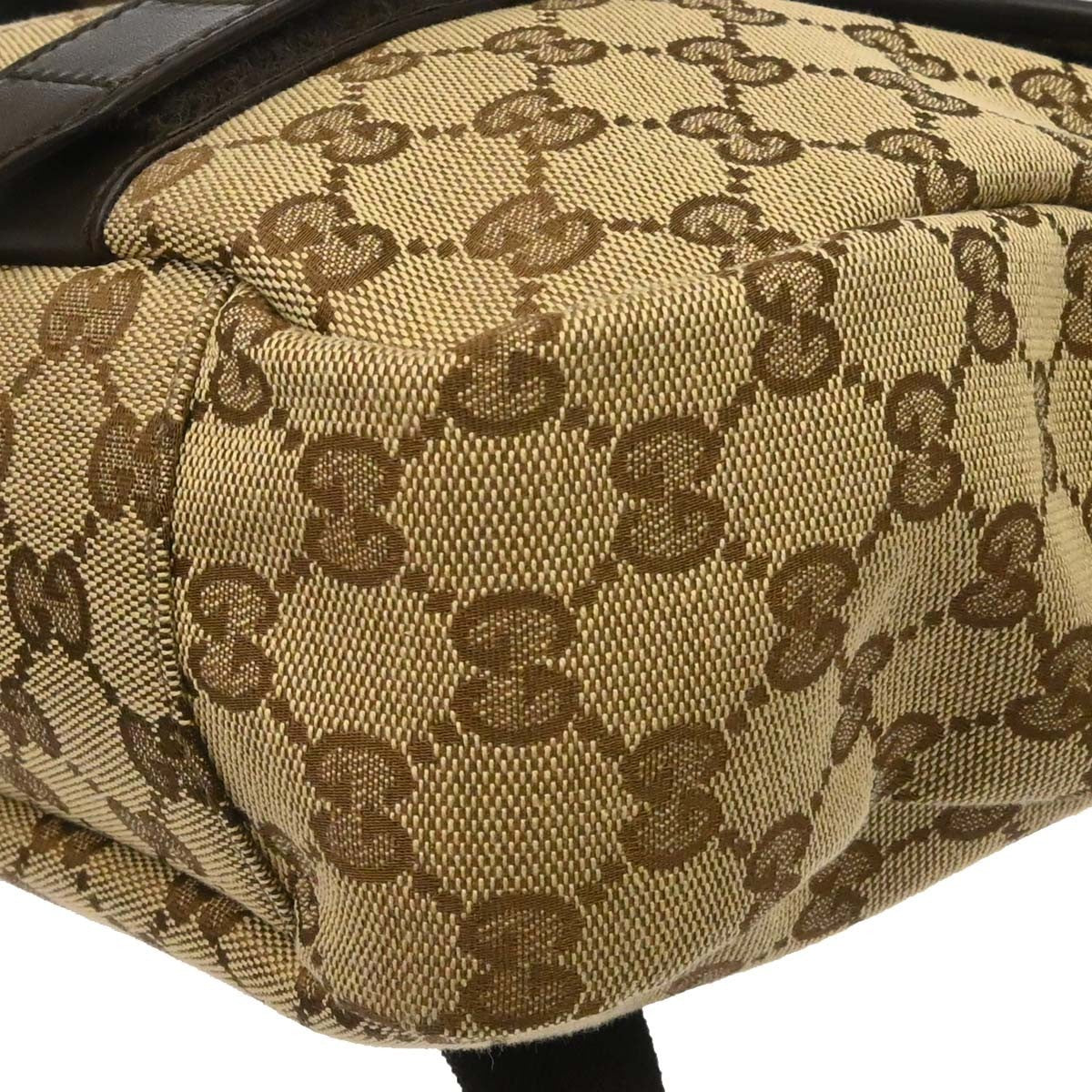 Gucci Buckle Messenger Gg Canvas Beige Canvas Handbag (Pre-Owned)