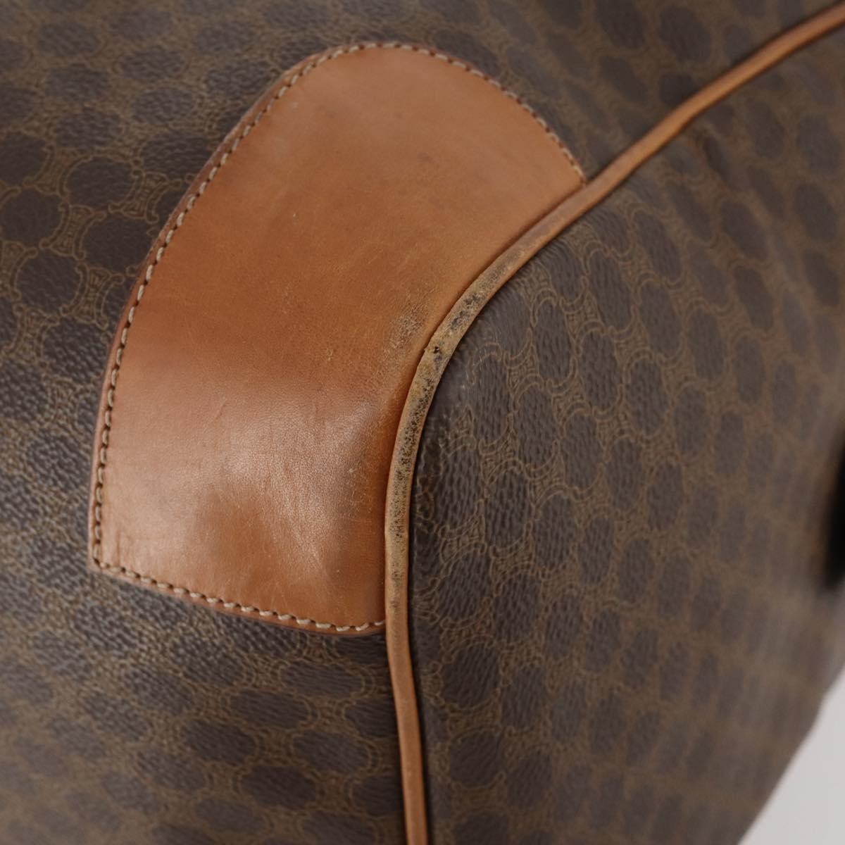 Celine Vintage Macadam Boston Canvas And Leather Brown Canvas Travel Bag Bag (Pre-Owned)