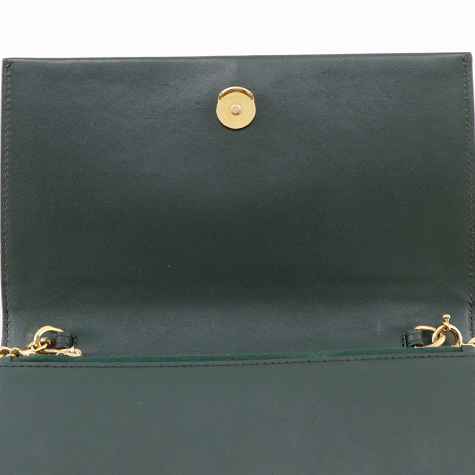 Saint Laurent Classic Monogram Tassel Chain Leather Green Leather Clutche & Pouche Bag (Pre-Owned)