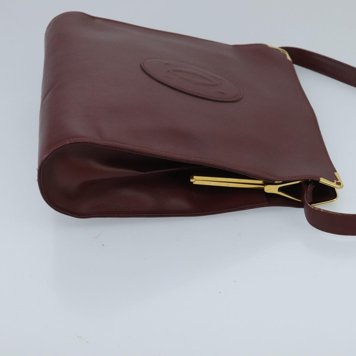 Cartier Must De Cartier Burgundy Leather Shoulder Bag (Pre-Owned)