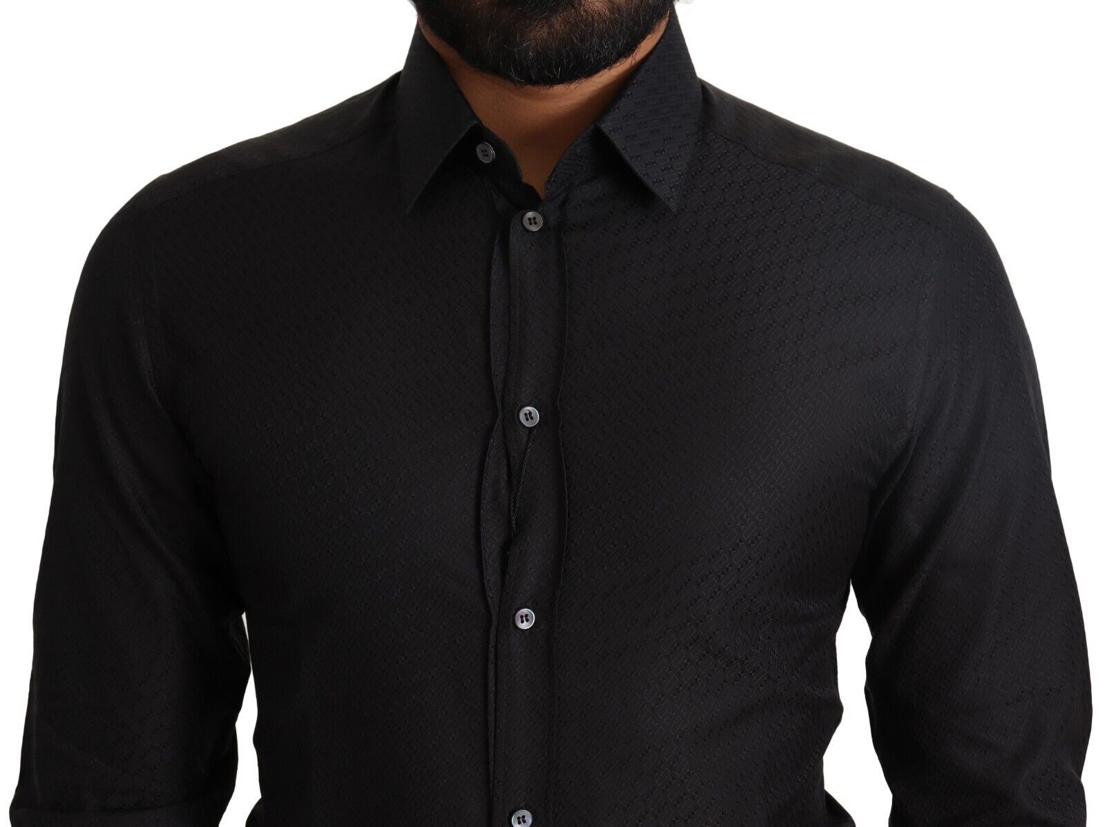 Dolce & Gabbana Elegant Black Cotton Gold Dress Men's Shirt