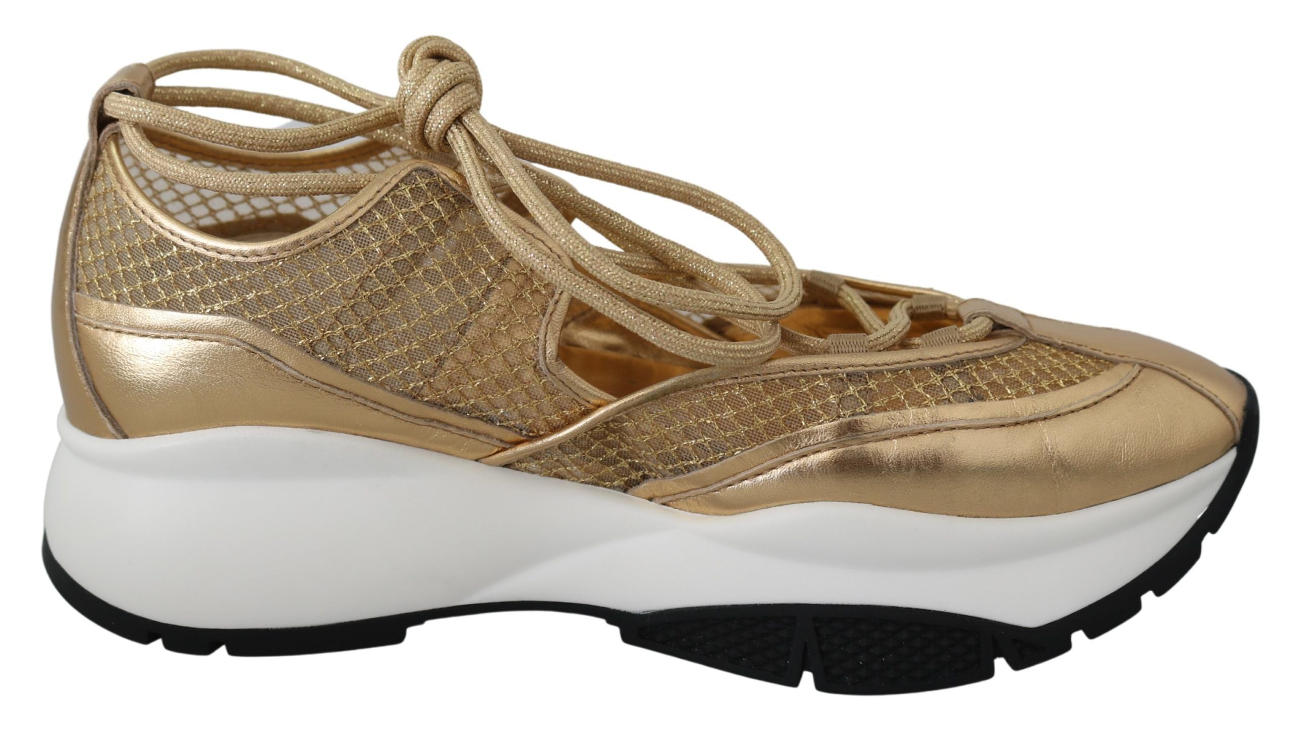 Jimmy Choo Gold Mesh Leather Michigan Women's Sneakers