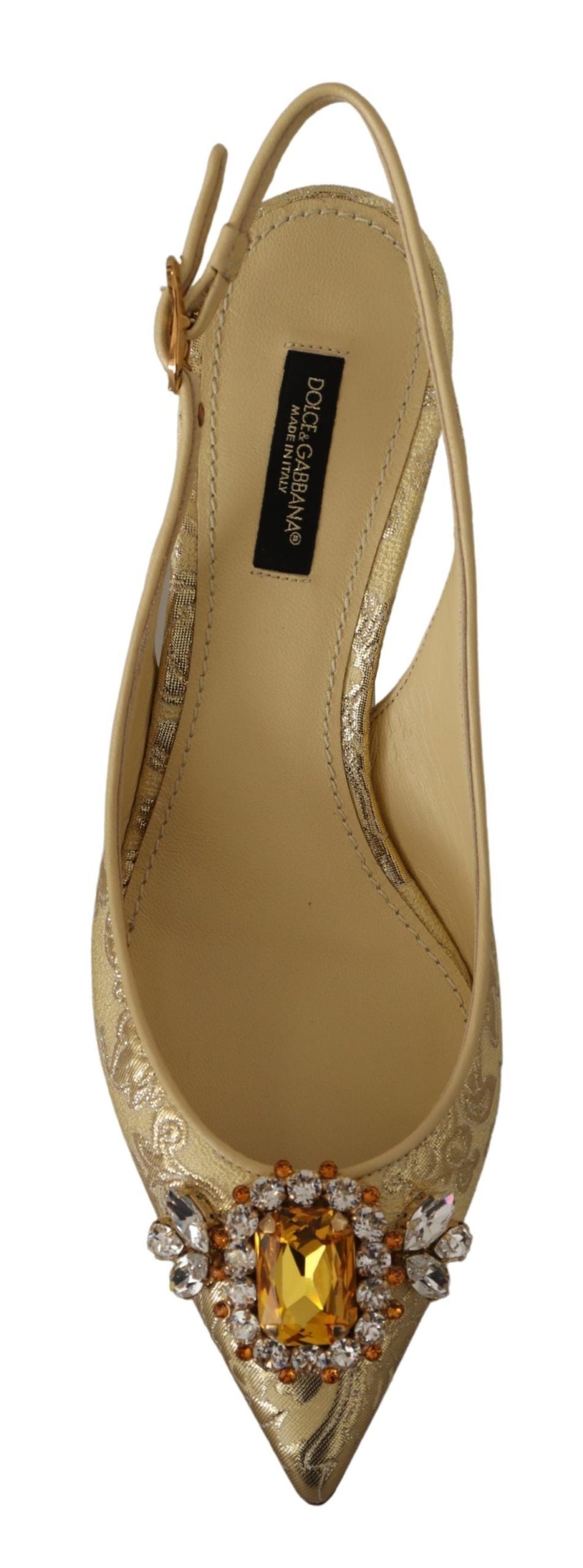 Dolce & Gabbana Gleaming Gold Crystal Slingback Women's Heels
