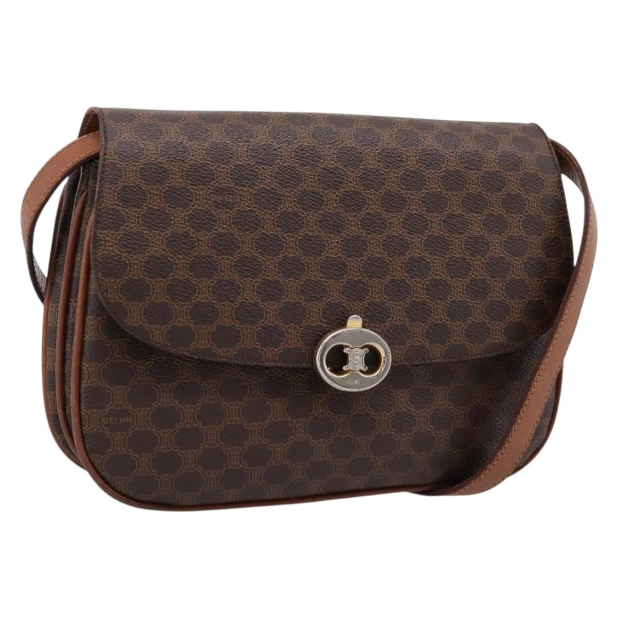 Celine Vintage Macadam Canvas And Leather Brown Pvc Shoulder Bag Bag (Pre-Owned)