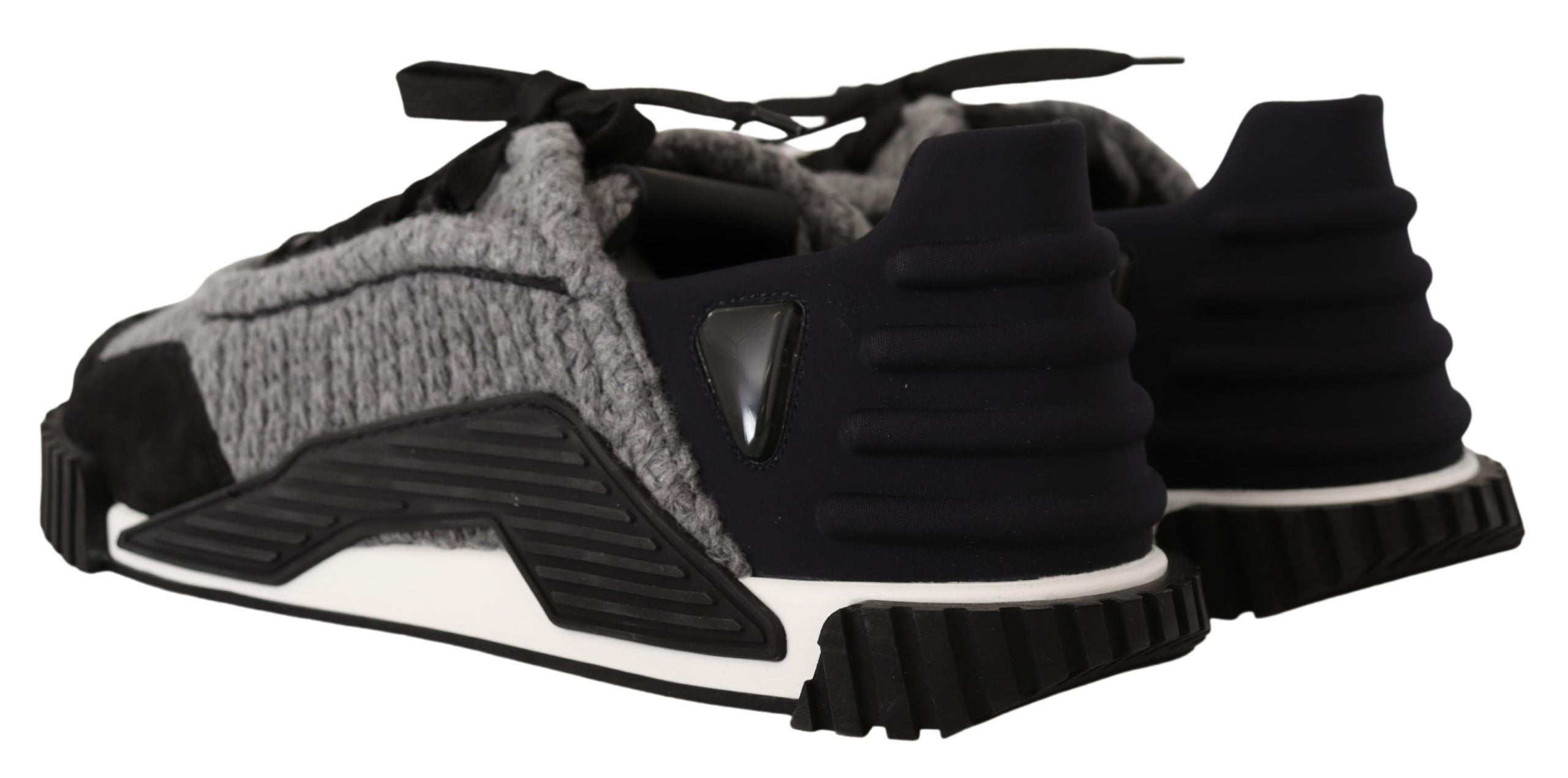 Dolce & Gabbana Black Gray Fabric Lace Up NS1 Sneakers Women's Shoes