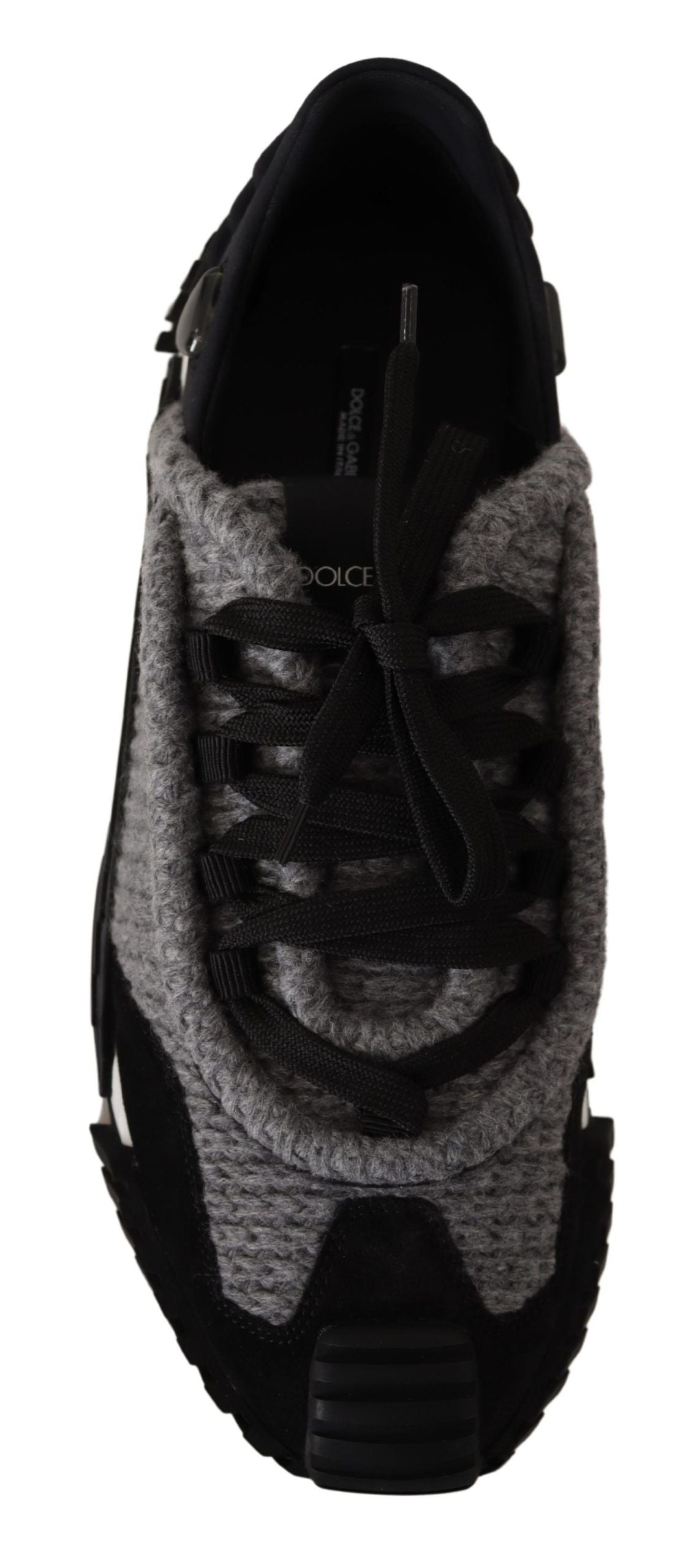 Dolce & Gabbana Black Gray Fabric Lace Up NS1 Sneakers Women's Shoes