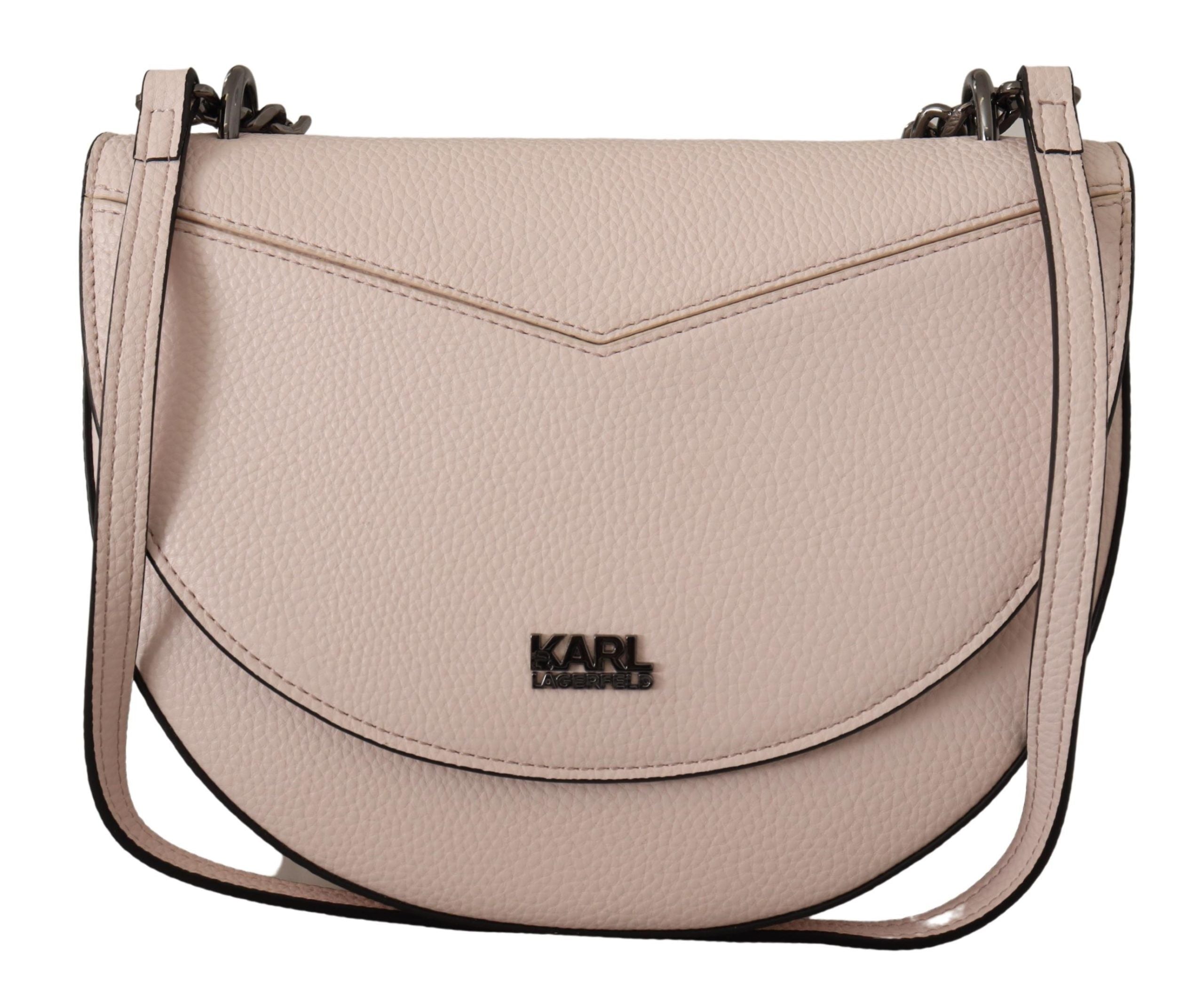 Karl Lagerfeld Elegant Mauve Light Pink Leather Shoulder Women's Bag