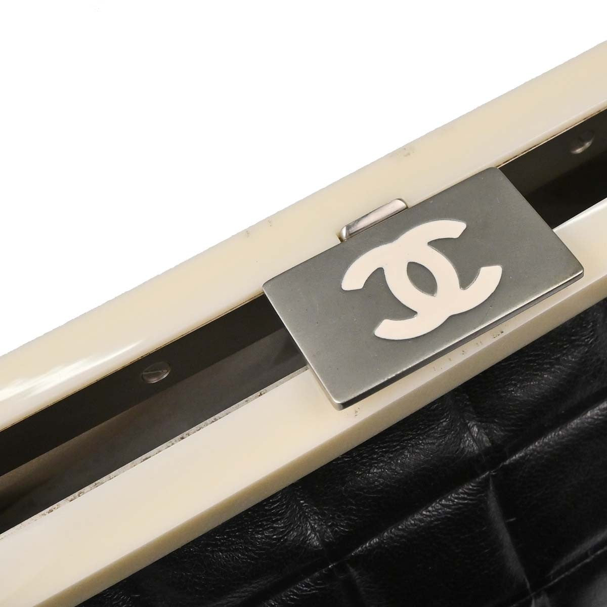 Chanel Chocolate Bar Frame Quilted Lambskin Black Leather Shoulder Bag Bag (Pre-Owned)