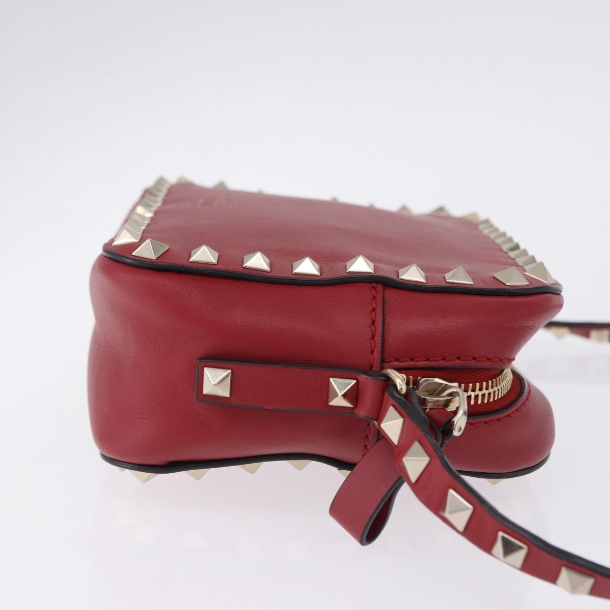 Valentino Garavani Rockstud Camera Leather Red Leather Crossbody Bag Bag (Pre-Owned)