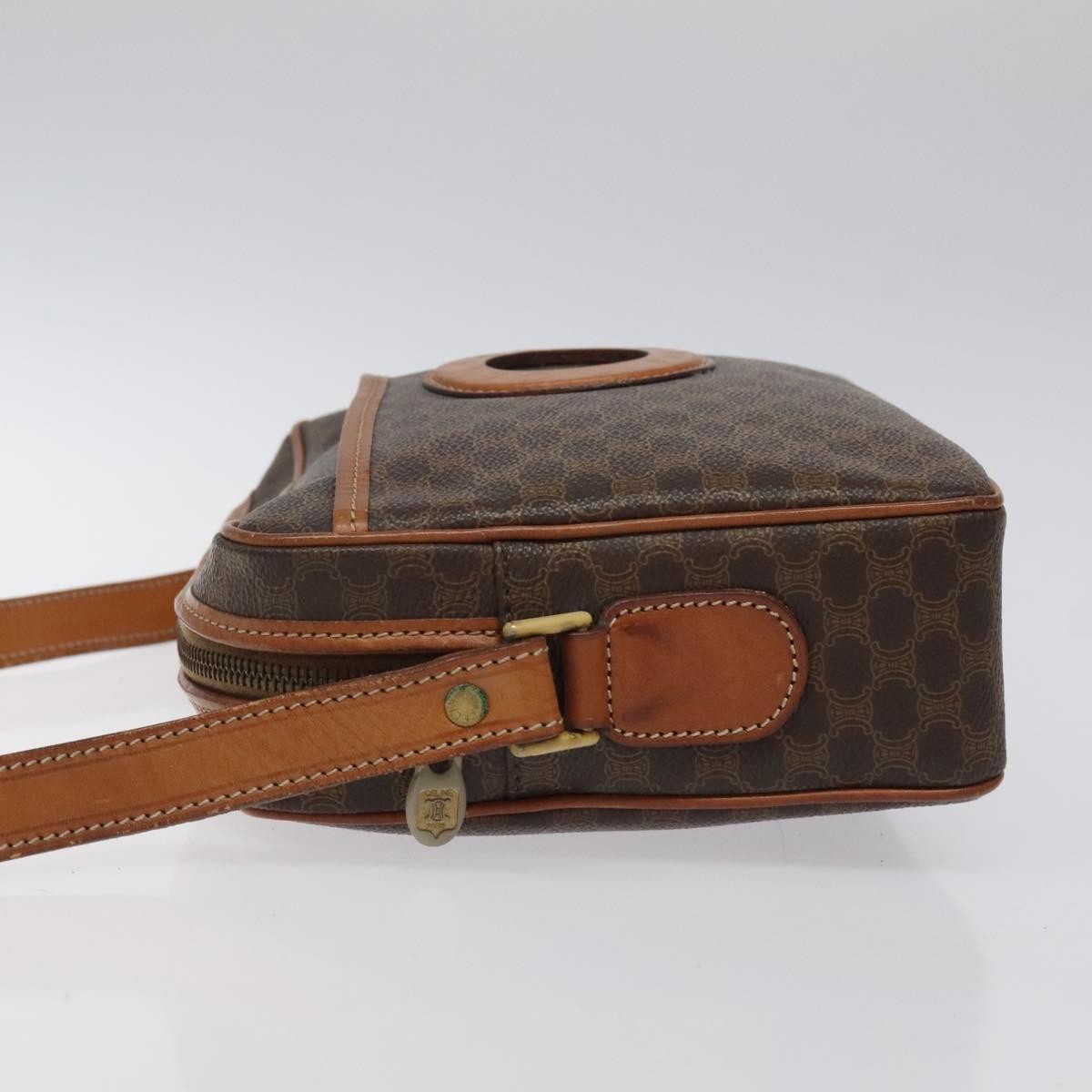 Celine Vintage Macadam Canvas And Leather Brown Canvas Shoulder Bag Bag (Pre-Owned)