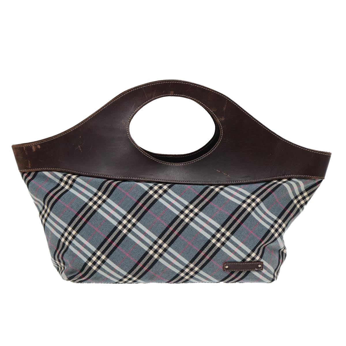 Burberry Plaid Blue Canvas Handbag (Pre-Owned)