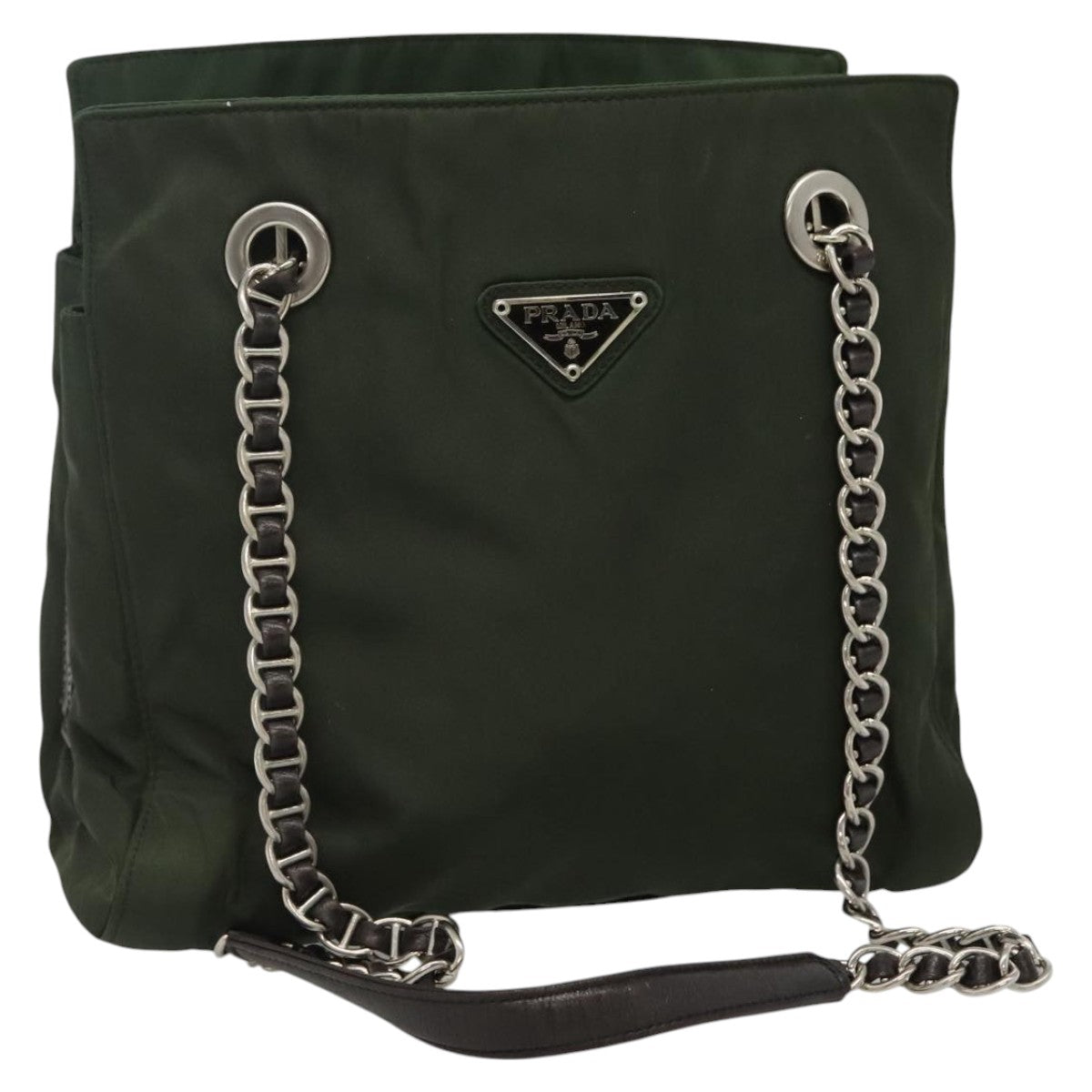 Prada Tessuto Khaki Synthetic Shoulder Bag (Pre-Owned)