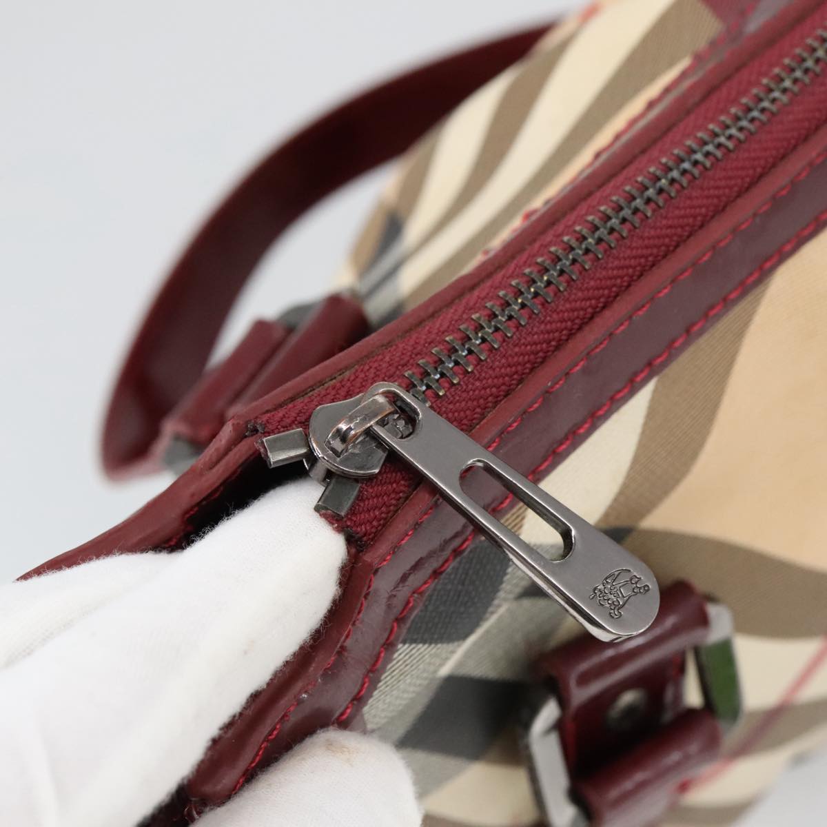 Burberry Nova Check Beige Canvas Handbag (Pre-Owned)