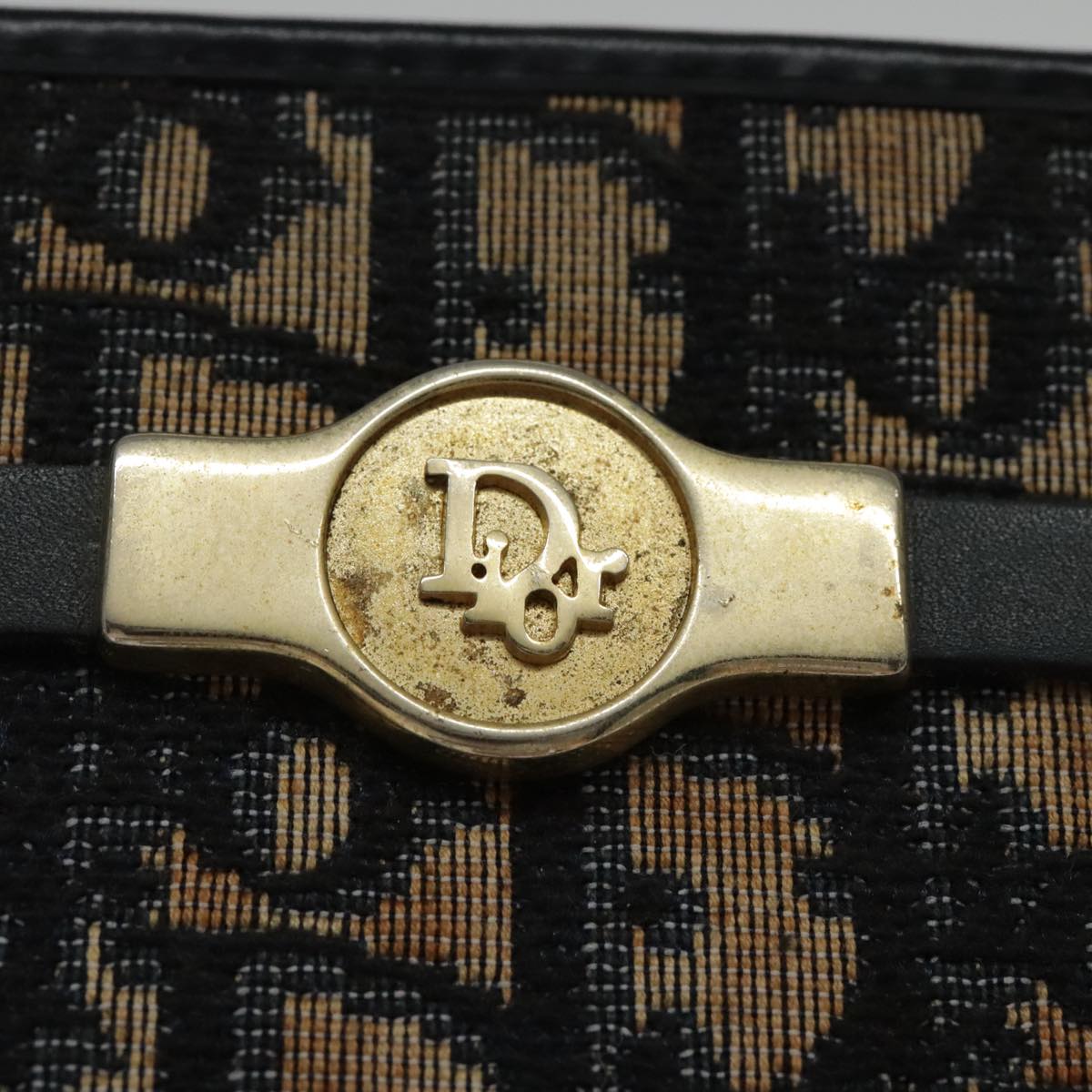Dior Trotter Navy Canvas Shoulder Bag (Pre-Owned)