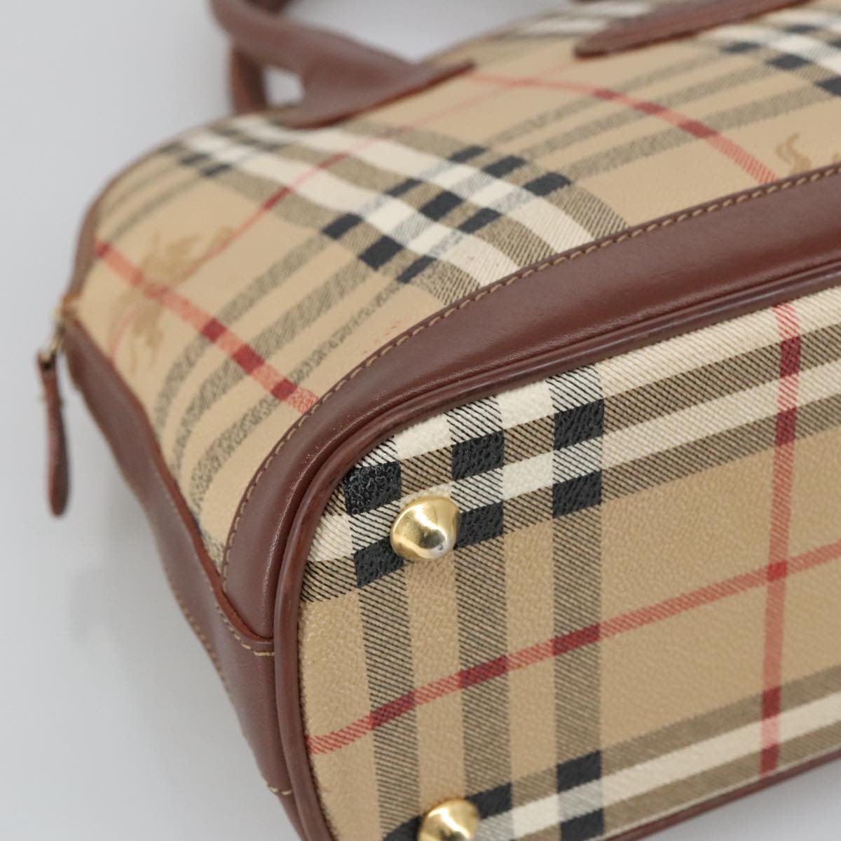 Burberry Nova Check Beige Canvas Handbag (Pre-Owned)