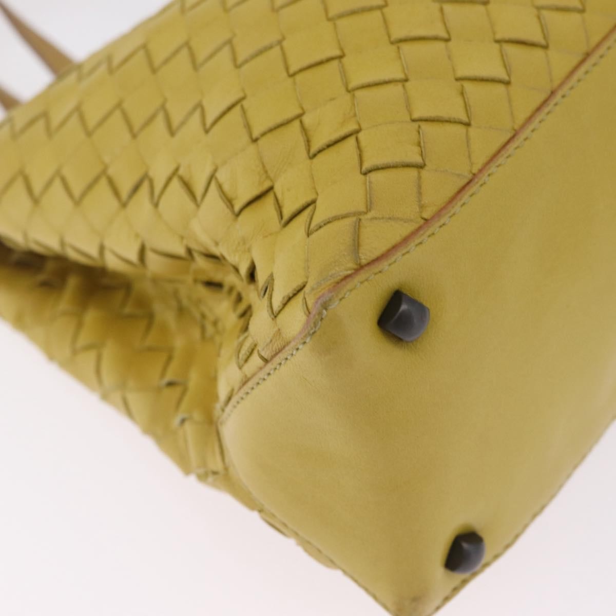 Bottega Veneta Belted Intrecciato Nappa Yellow Leather Tote Bag Bag (Pre-Owned)