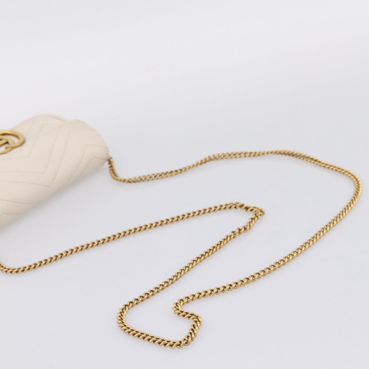 Gucci Gg Marmont Flap Chain Gg Coated Canvas And Leather Beige Leather Shoulder Bag Bag (Pre-Owned)