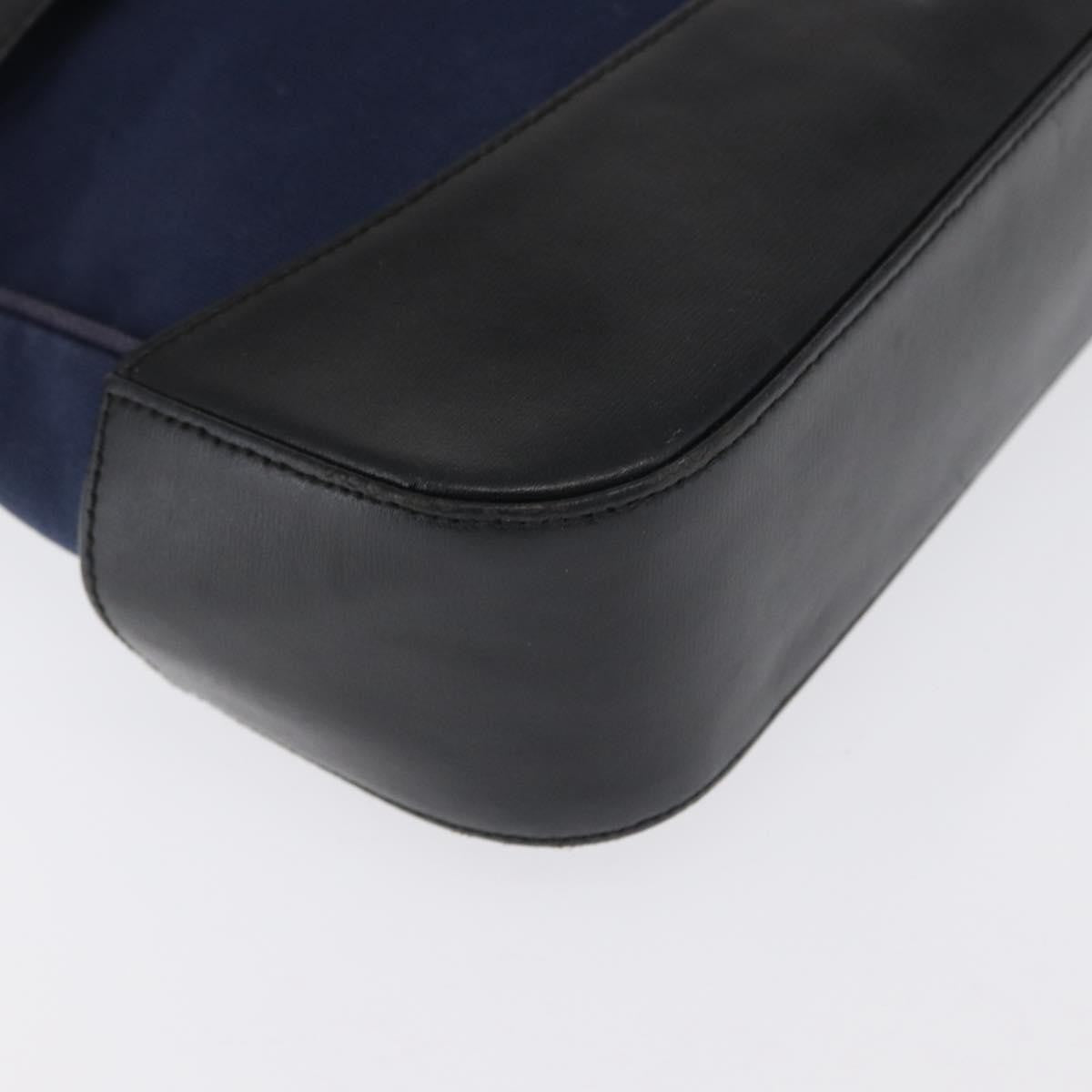 Salvatore Ferragamo Cut Out Canvas And Leather Navy Canvas Shoulder Bag Bag (Pre-Owned)