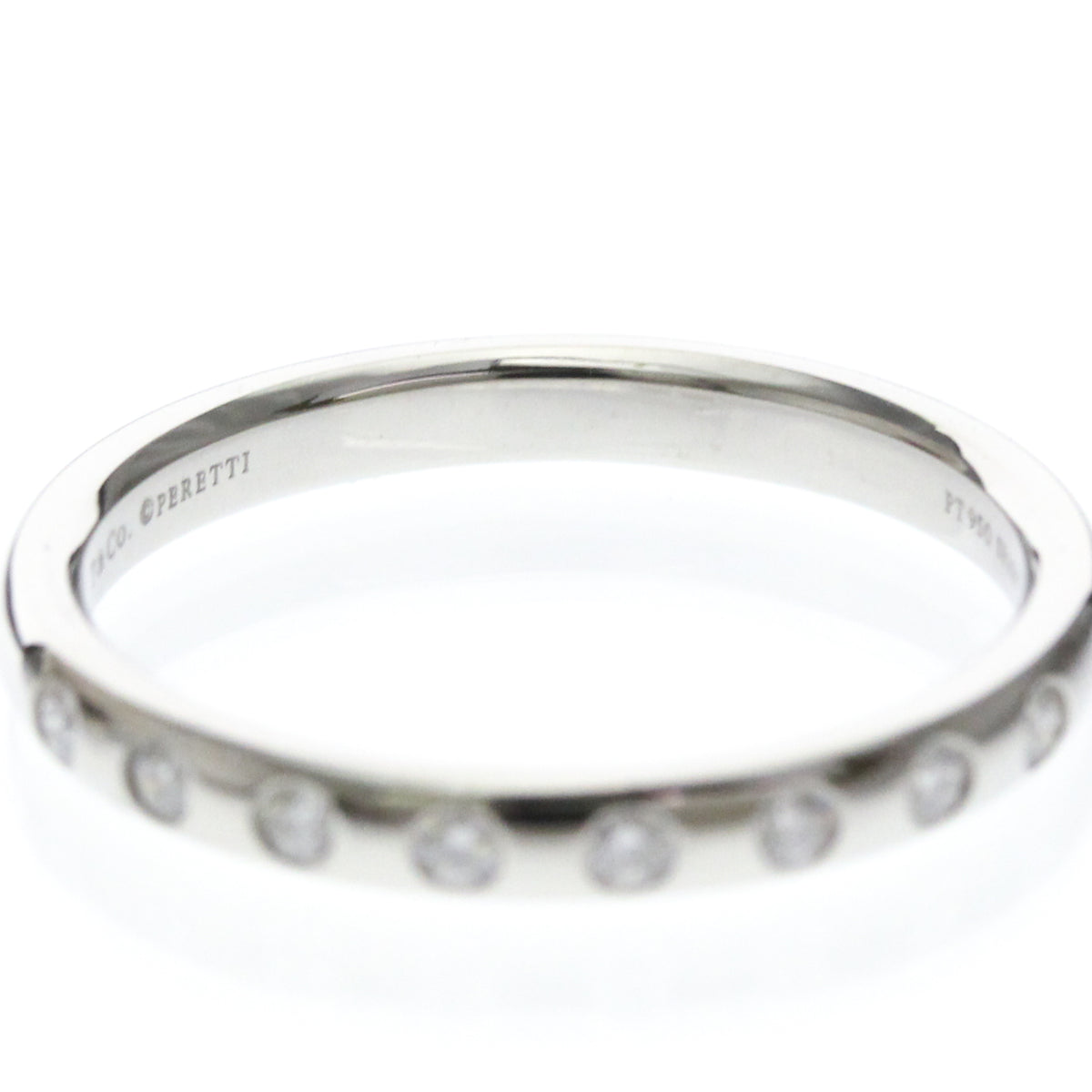Tiffany & Co. Stacking Band Ring With 8 Diamonds Platinum Silver Platinum Ring Jewelry (Pre-Owned)