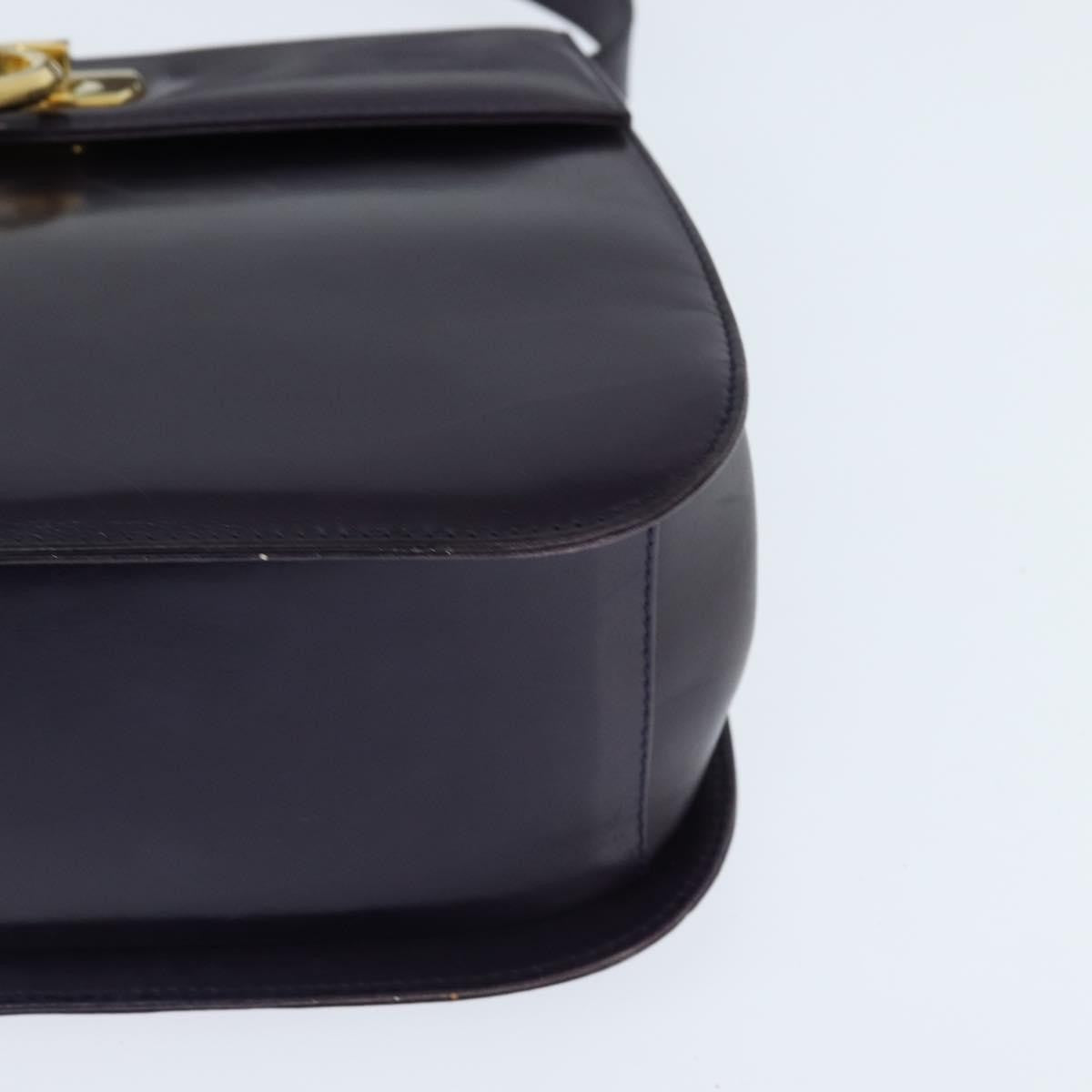 Salvatore Ferragamo Gancini Leather Navy Leather Shoulder Bag Bag (Pre-Owned)