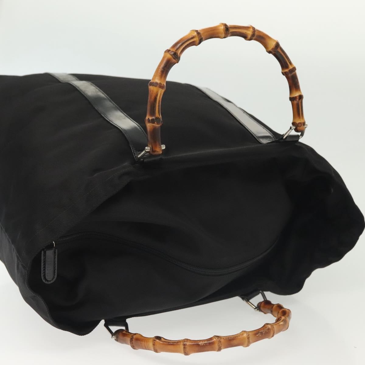 Gucci Bamboo Daily Tote Leather Black Nylon Tote Bag Bag (Pre-Owned)