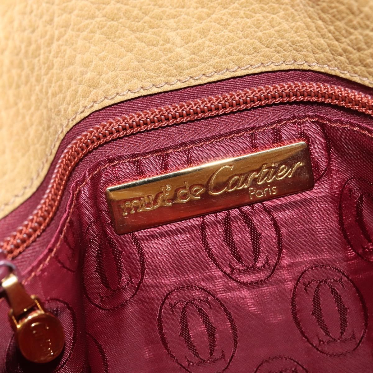 Cartier Must De Cartier Leather Beige Leather Shoulder Bag Bag (Pre-Owned)