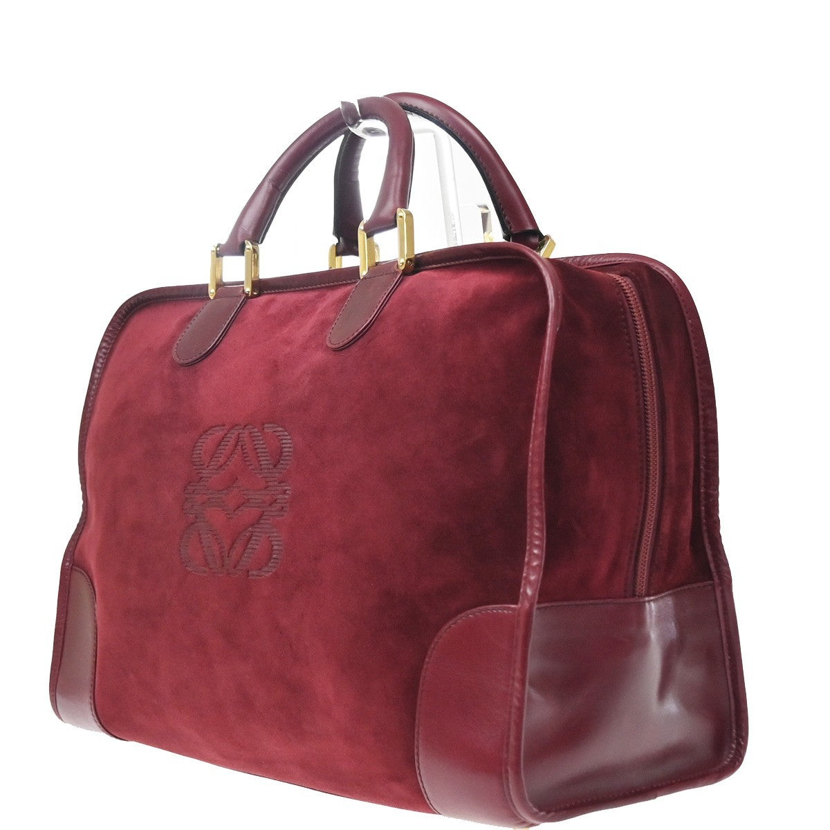 Loewe Amazona Suede Burgundy Suede Handbag (Pre-Owned)