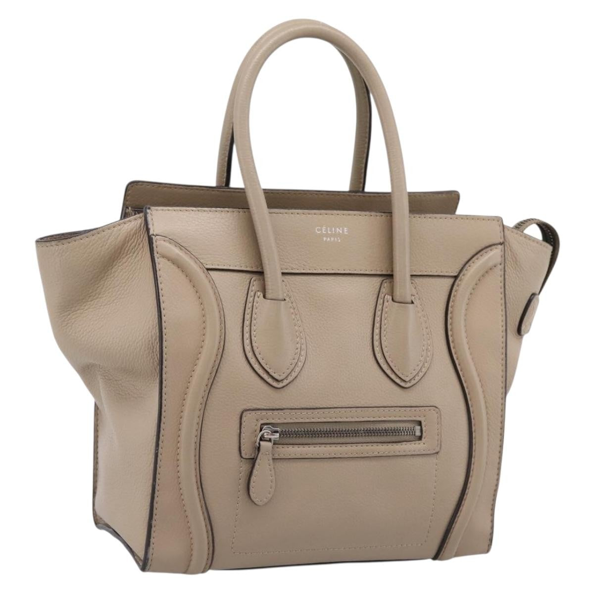 Celine Luggage Grainy Leather Beige Leather Handbag (Pre-Owned)
