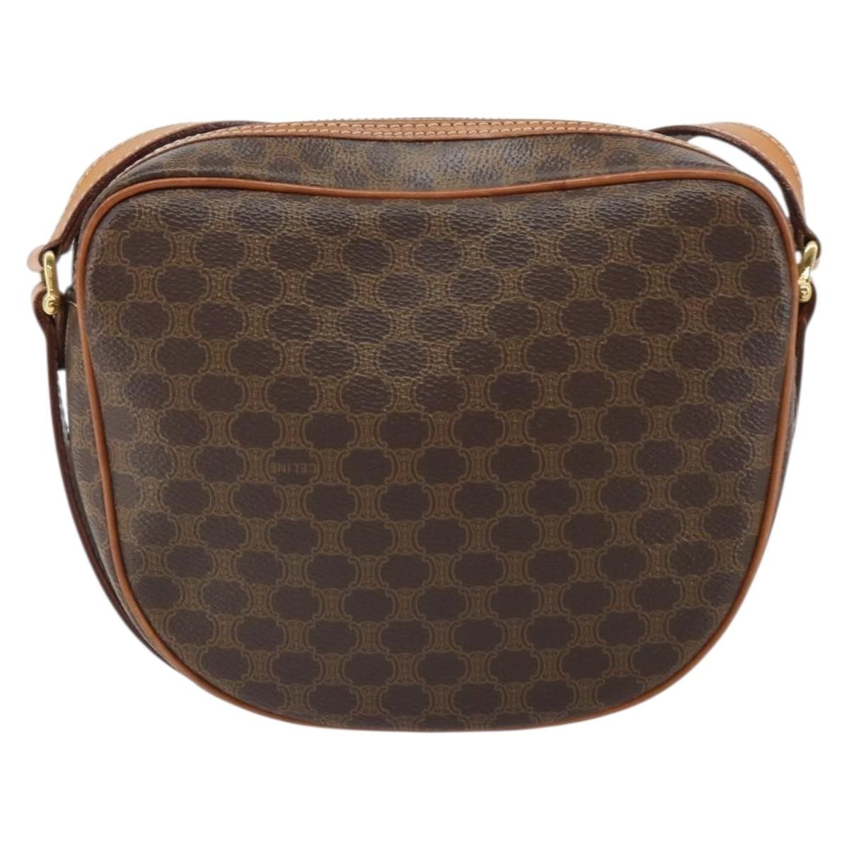 Celine Vintage Macadam Canvas And Leather Brown Canvas Shoulder Bag Bag (Pre-Owned)