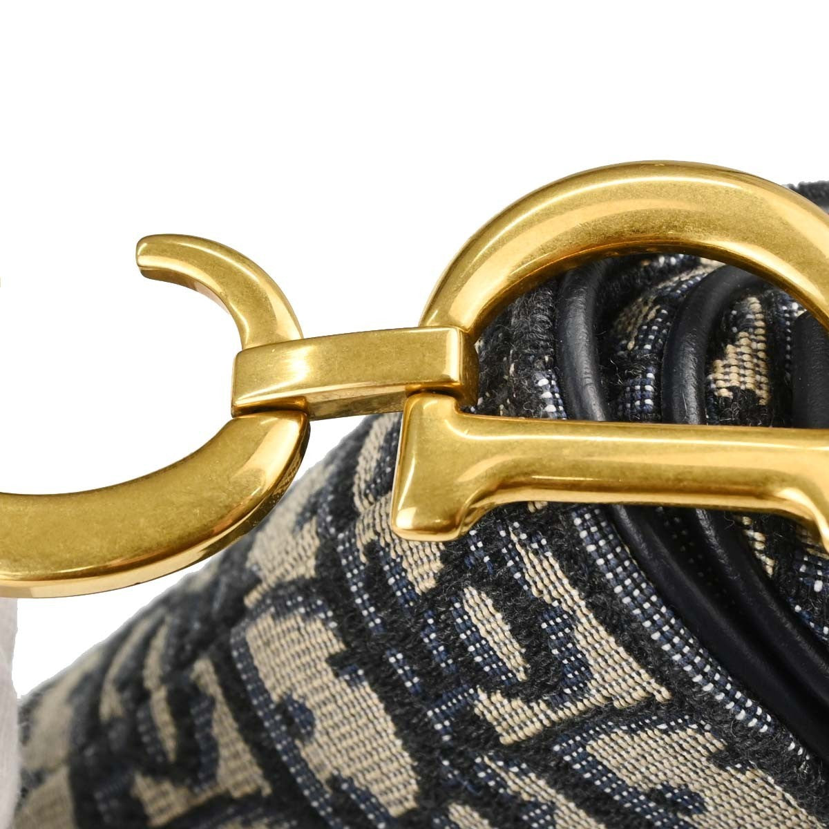 Christian Dior Saddle Oblique Canvas Navy Canvas Handbag (Pre-Owned)