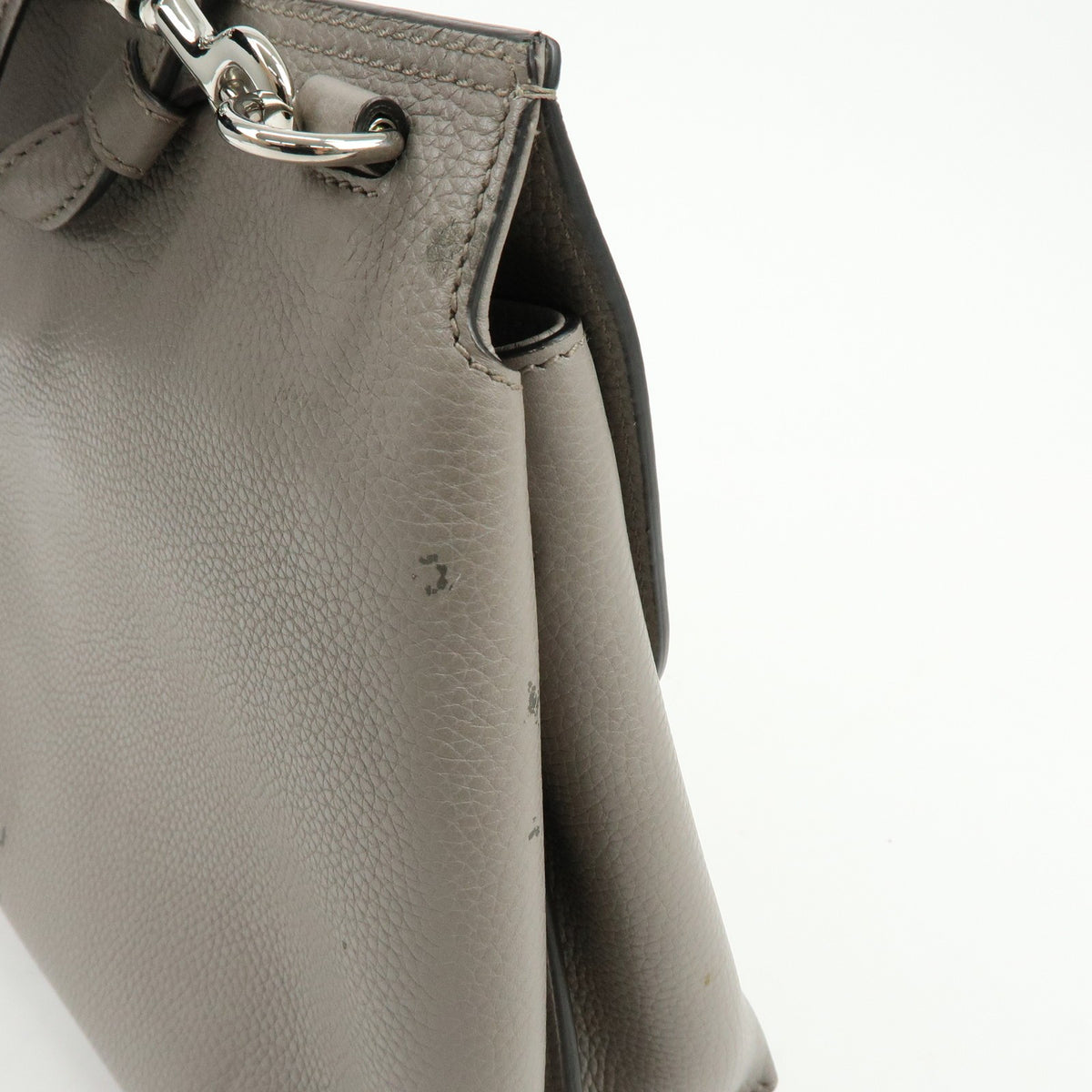 Gucci Bamboo Daily Top Handle Leather Gray Leather Handbag (Pre-Owned)