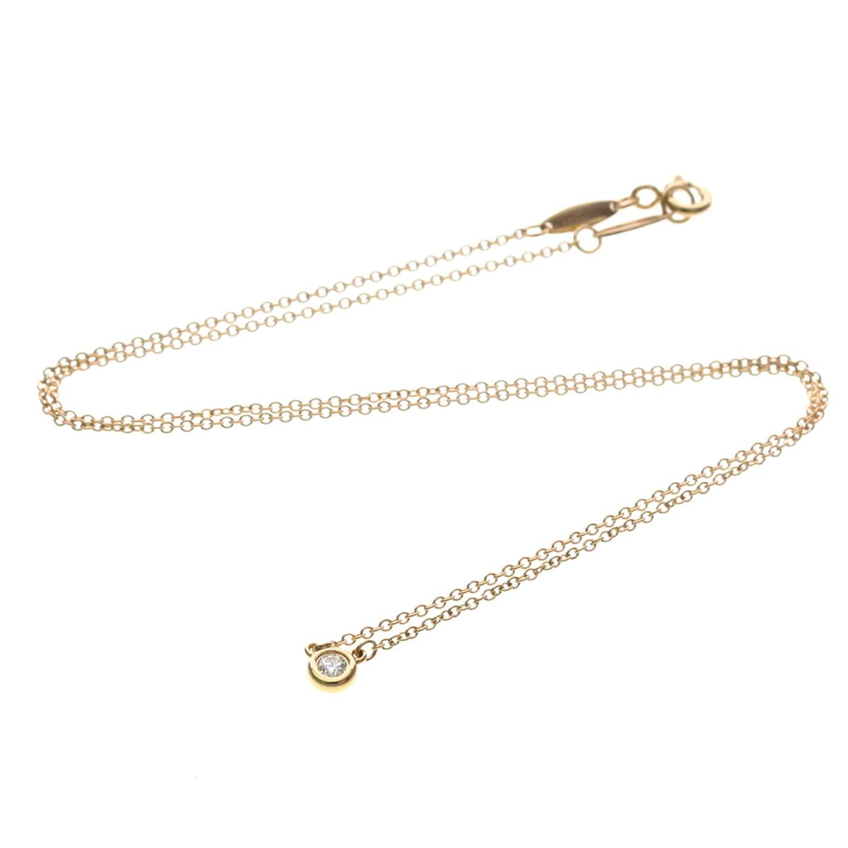 Tiffany & Co. Elsa Peretti Diamonds By The Yard Pendant 18K Rose Gold With Diamond Gold Pink_Gold Necklace Jewelry (Pre-Owned)