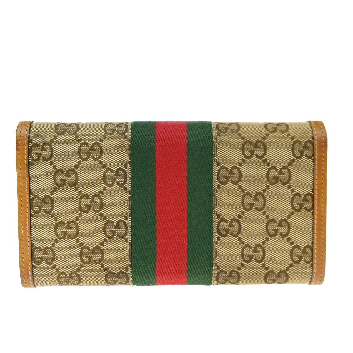 Gucci Vintage Horsebit Continental Gg Canvas And Leather Brown Canvas Wallets Accessory (Pre-Owned)