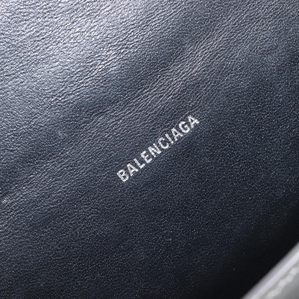 Balenciaga Hourglass Top Handle Leather Silver Leather Handbag (Pre-Owned)