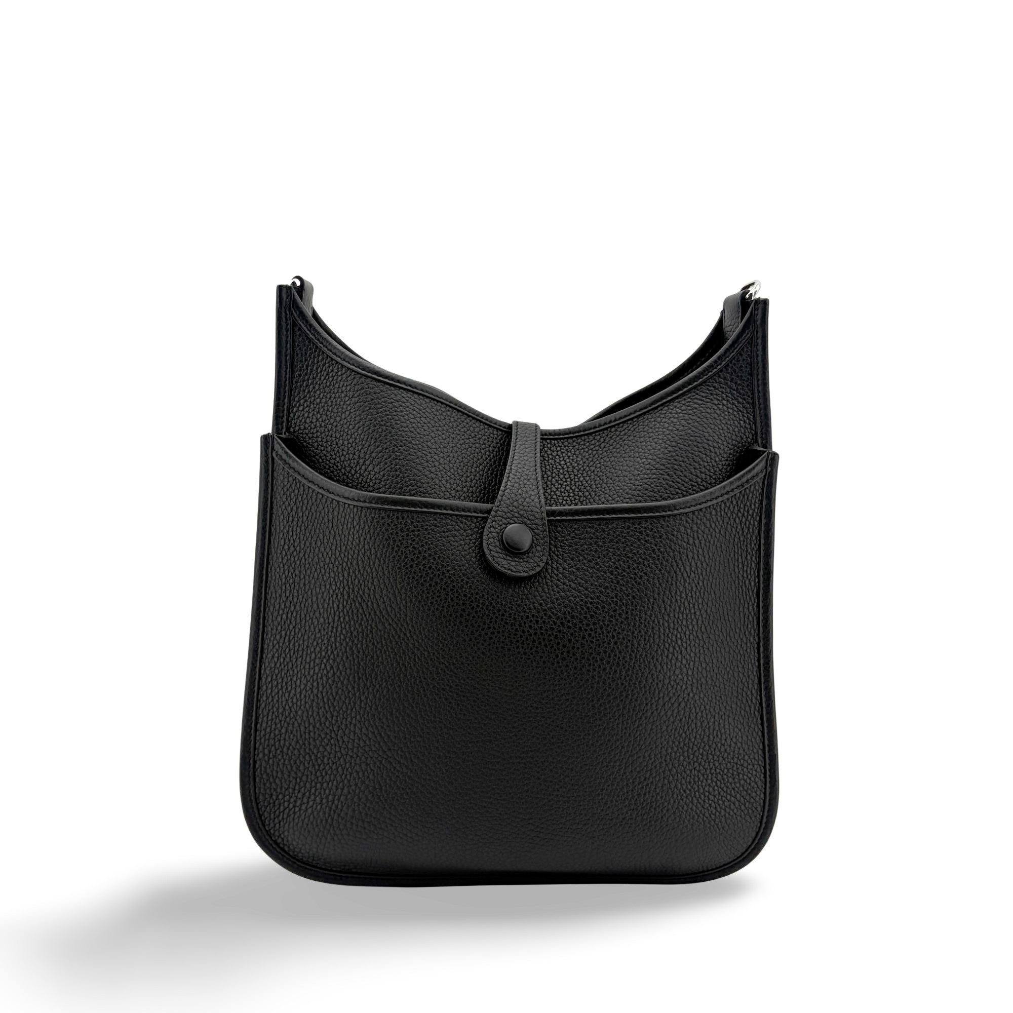 Hermes Evelyne Bag Gen Iii Clemence Black Leather Handbag (Pre-Owned)