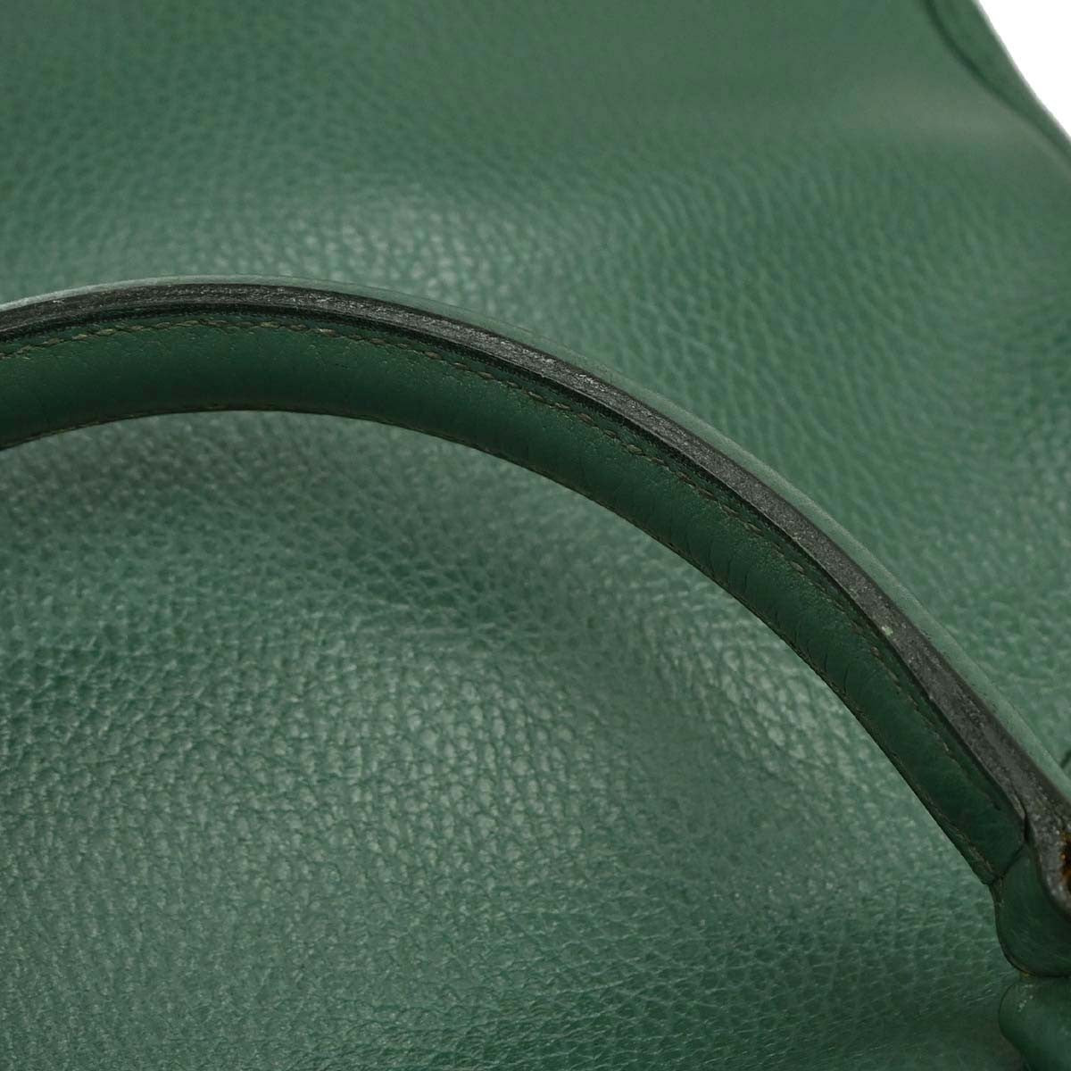 Hermes Kelly 2 Way Taurillon Clemence Green Leather Handbag (Pre-Owned)
