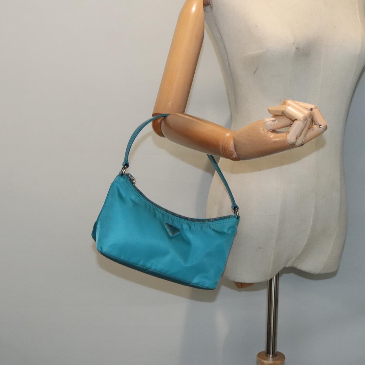 Prada Re-Nylon Blue Canvas Clutch Bag (Pre-Owned)