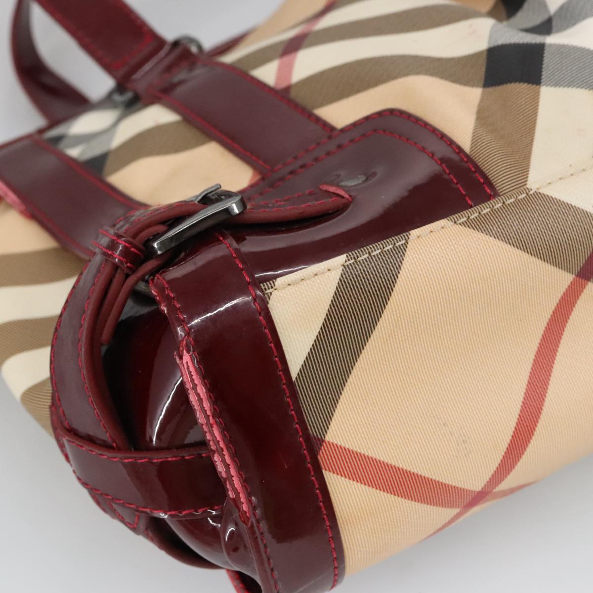 Burberry Nova Check Beige Canvas Handbag (Pre-Owned)