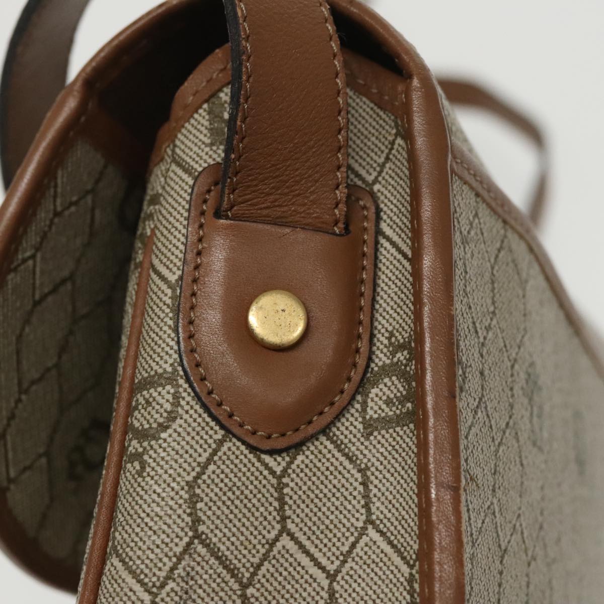 Dior Honeycomb Beige Canvas Shoulder Bag (Pre-Owned)