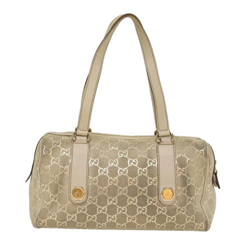 Gucci Boston Beige Canvas Shoulder Bag (Pre-Owned)