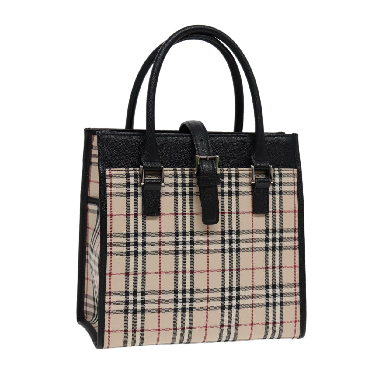 Burberry Nova Check Beige Canvas Handbag (Pre-Owned)