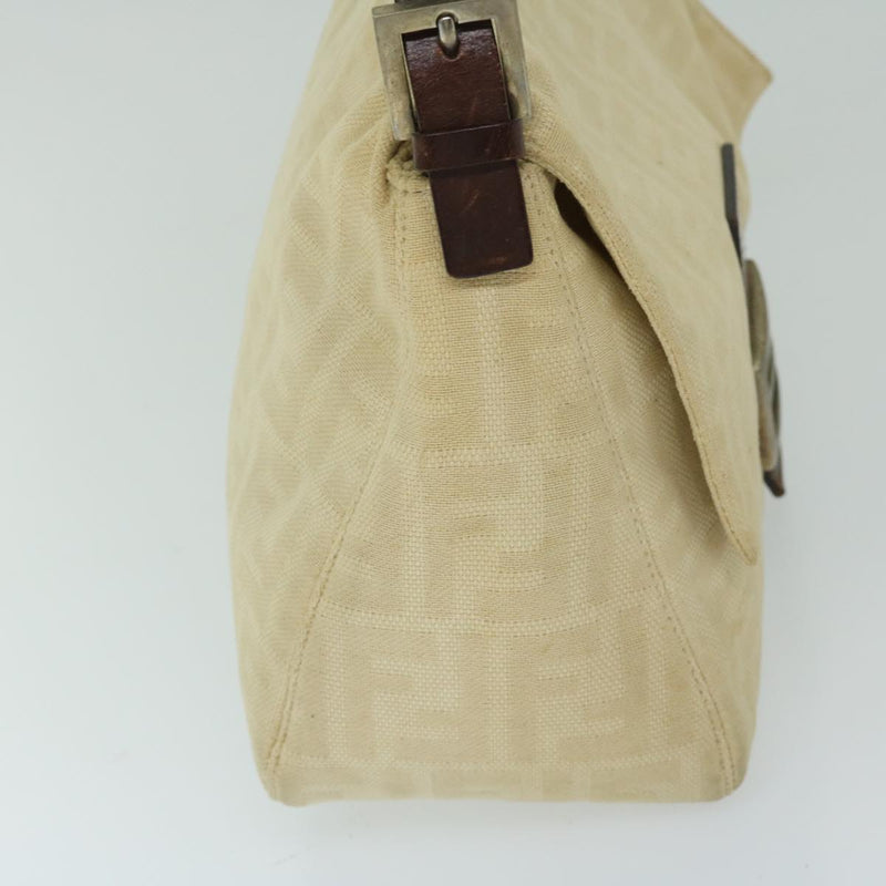 Fendi Mamma Baguette Beige Canvas Shoulder Bag (Pre-Owned)