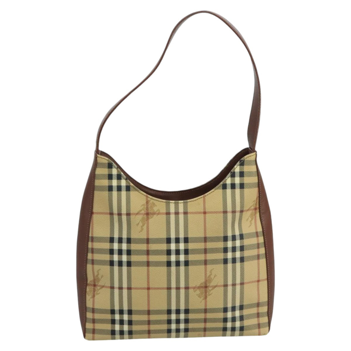 Burberry Nova Check Beige Canvas Shoulder Bag (Pre-Owned)