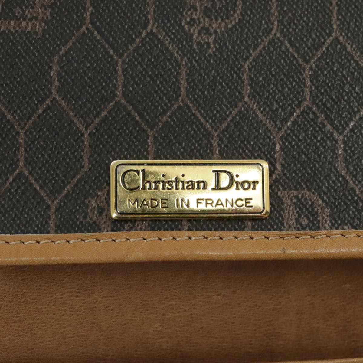 Dior Honeycomb Brown Canvas Shoulder Bag (Pre-Owned)