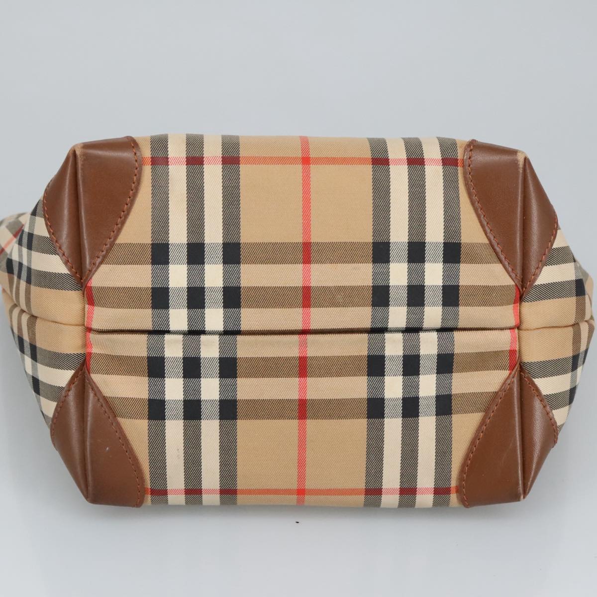 Burberry Nova Check Beige Canvas Handbag (Pre-Owned)